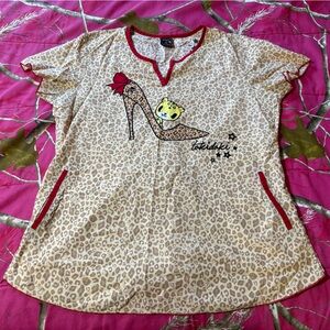 Tokidoki by Koi Leopard Print Scrub Top
